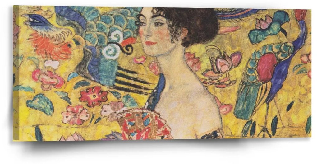 Sablio Obraz Dáma s vejárom - Gustav Klimt - 110x50 cm