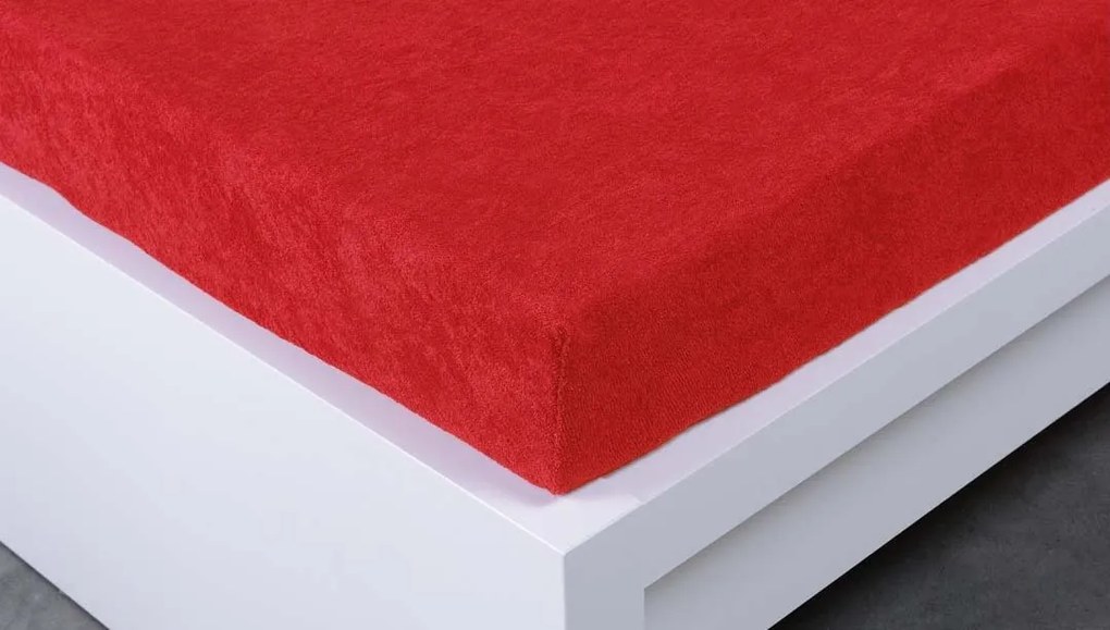 Froté plachta 180 × 200 cm Exclusive – tmavočervená