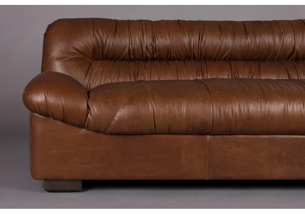 Hnedá kožená pohovka 214 cm Douglas – Dutchbone