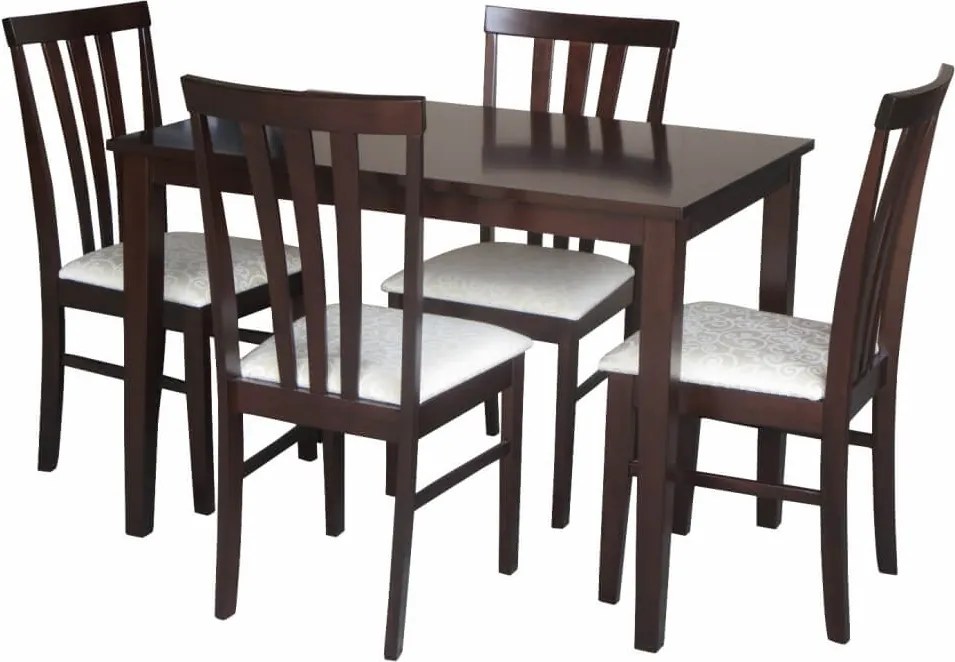 Jedálenský set, wenge/látka krémová, LESLIE NEW 1+4