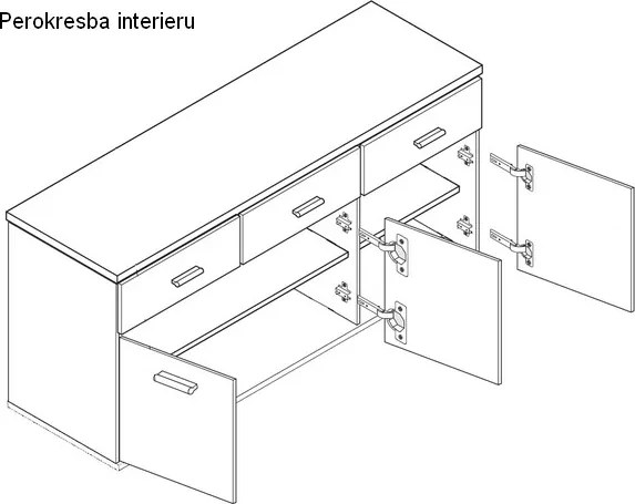 Komoda Cancan 3, dub sonoma/lesklá biela