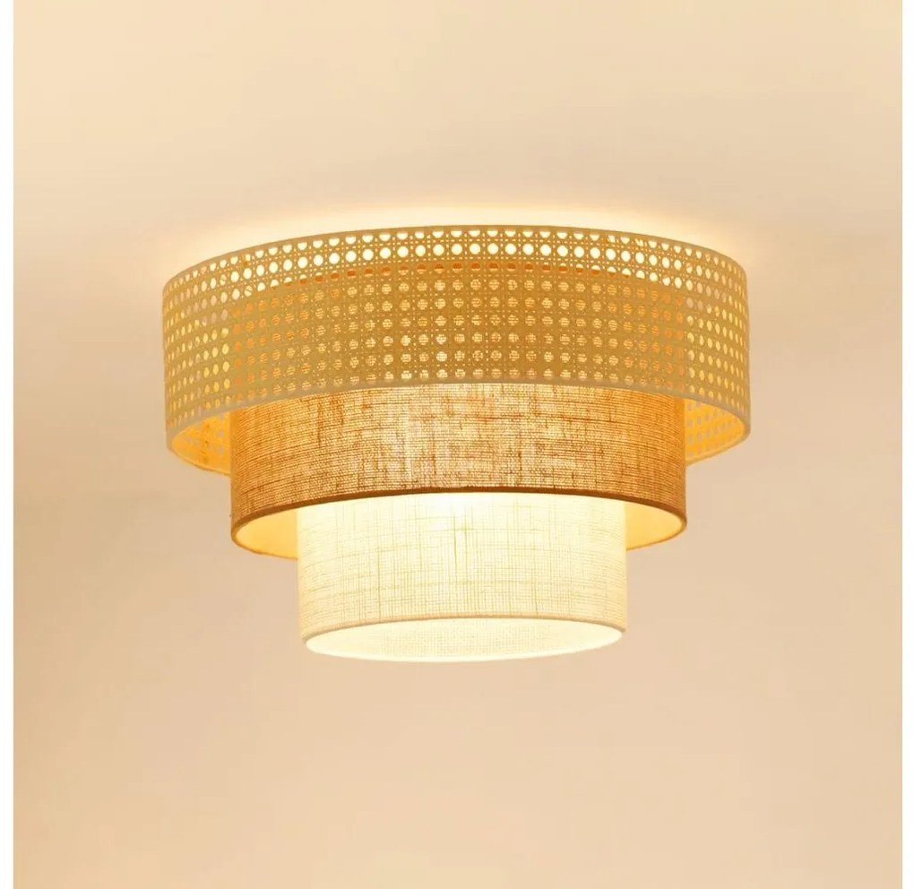 Brilagi-Stropné svietidlo CEDAR LUNETA 1xE27/15W/230V pr. 45 ratan/hnedá/krémová BG1133