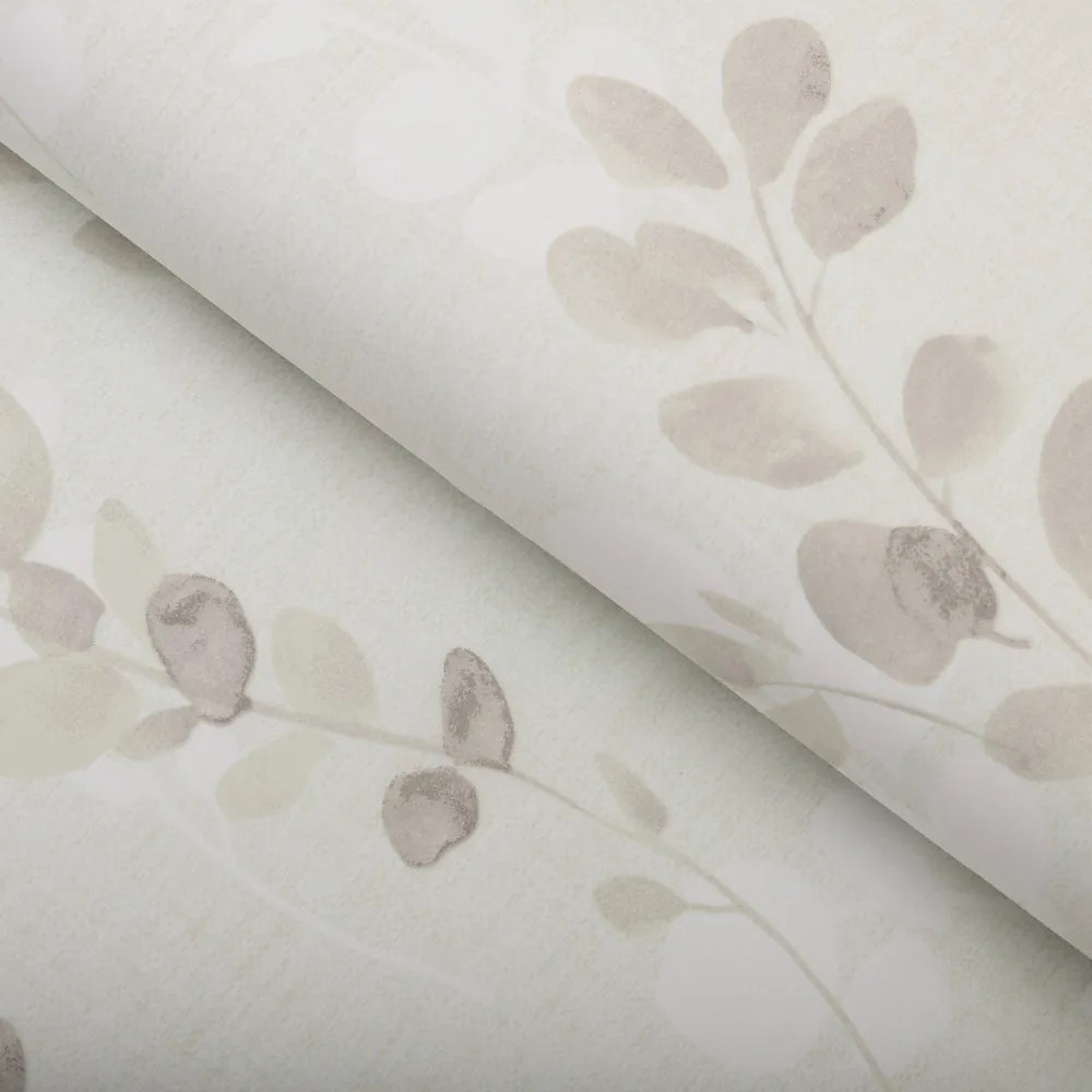 Biante Bavlnený behúň na stôl Sandra SA-681 Eukalyptové listy na svetlom pastelovo zelenom 20x160 cm