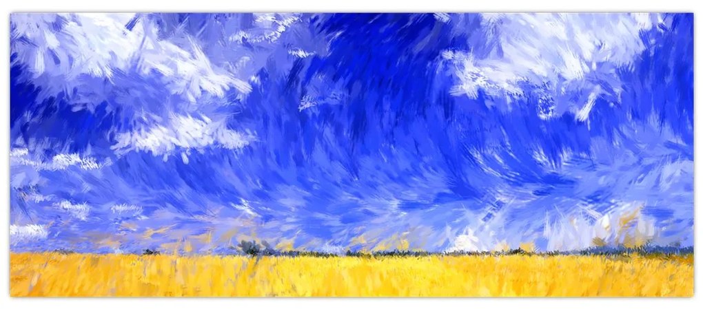 Obraz - Olejomaľba, Zlaté pole (120x50 cm)