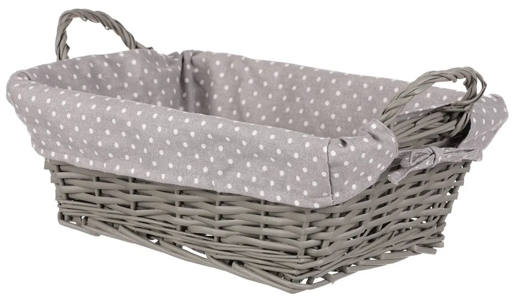Prútený kôš s látkou sivá, 35 x 25 x 13 cm