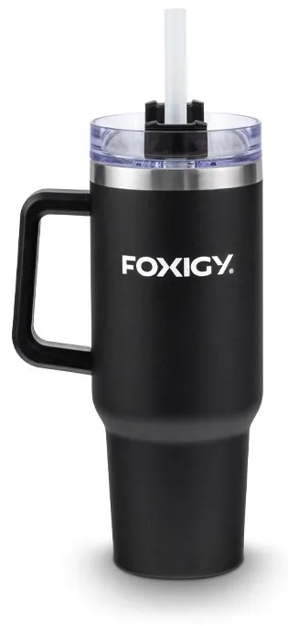 Foxigy Termohrnček do auta so slamkou 1200 ml Black