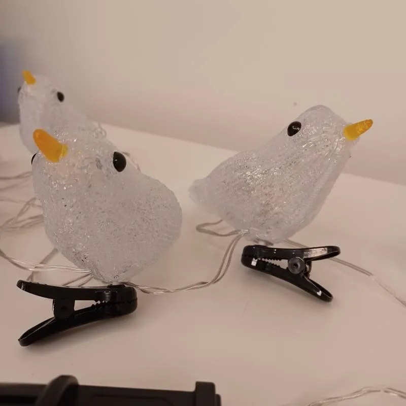 DECOLED LED světelní ptáčci, akryl, 5 ks, teple bílá