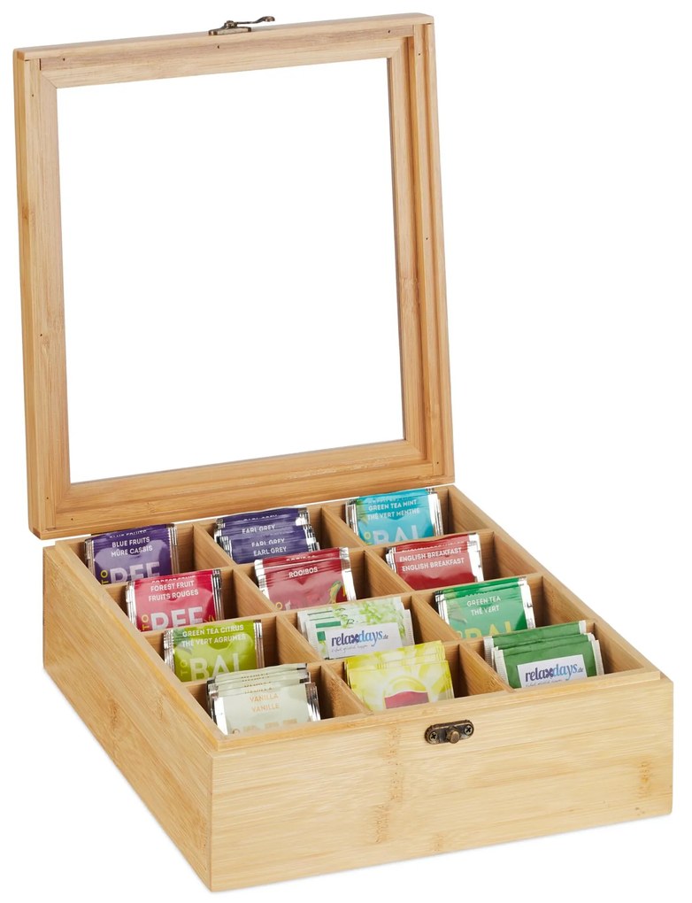 Bambusová krabička na čaj s 12 priehradkami RD46345