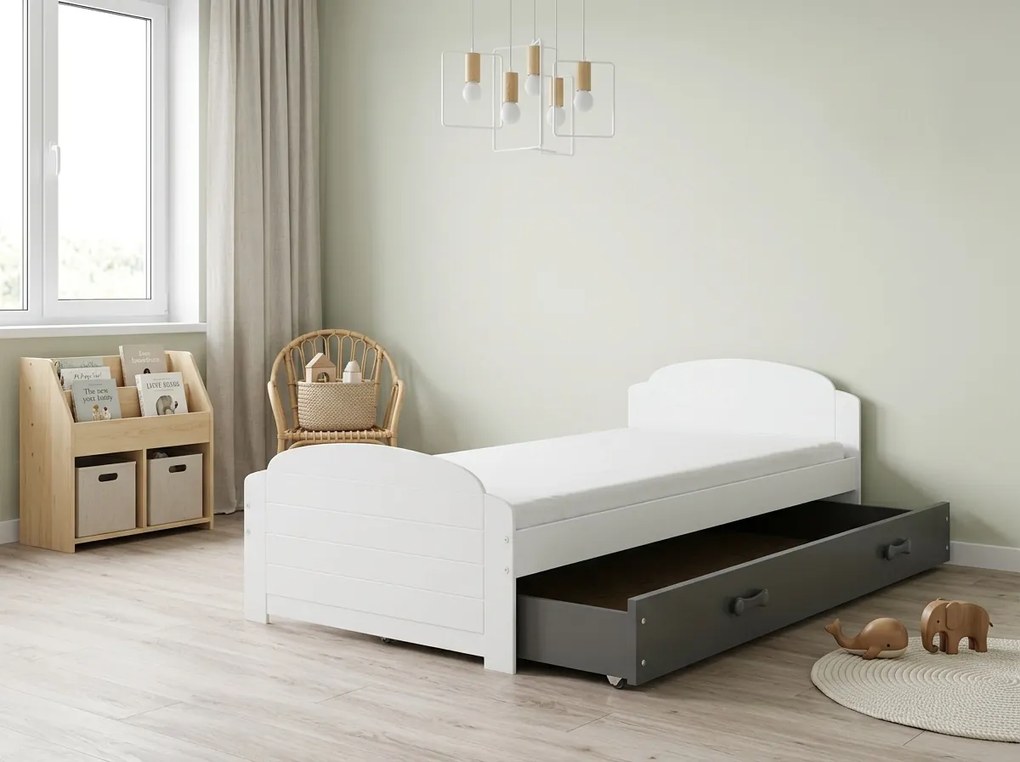 Posteľ LILI 200x90 biela - grafitová