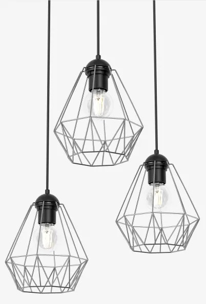 Luster na lanku BERGEN 3xE27/60W/230V čierna/lesklý chróm