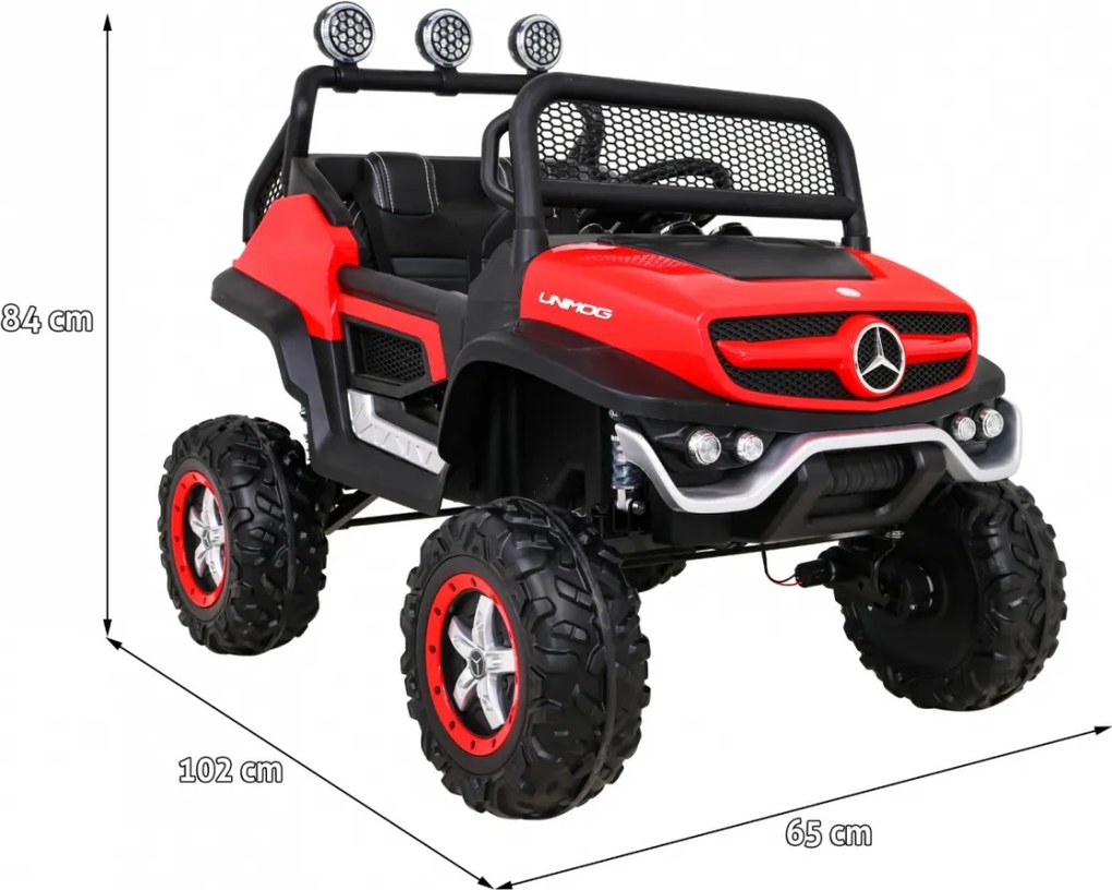 Ramiz Mercedes Benz Unimog pre deti Off-road Červená + pohon 4x4 + diaľkové ovládanie