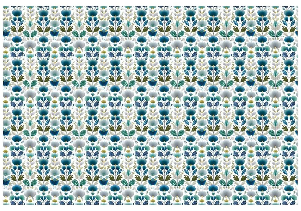 Tapeta modré kvety na bielom pozadí