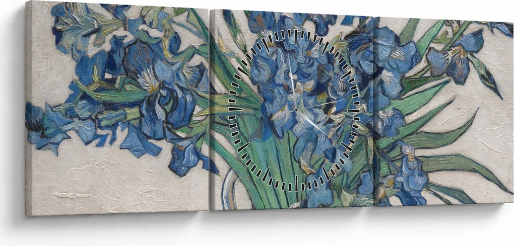 Obraz - Vincent van Gogh, Irises, reprodukcia (s hodinami) (90x30 cm)
