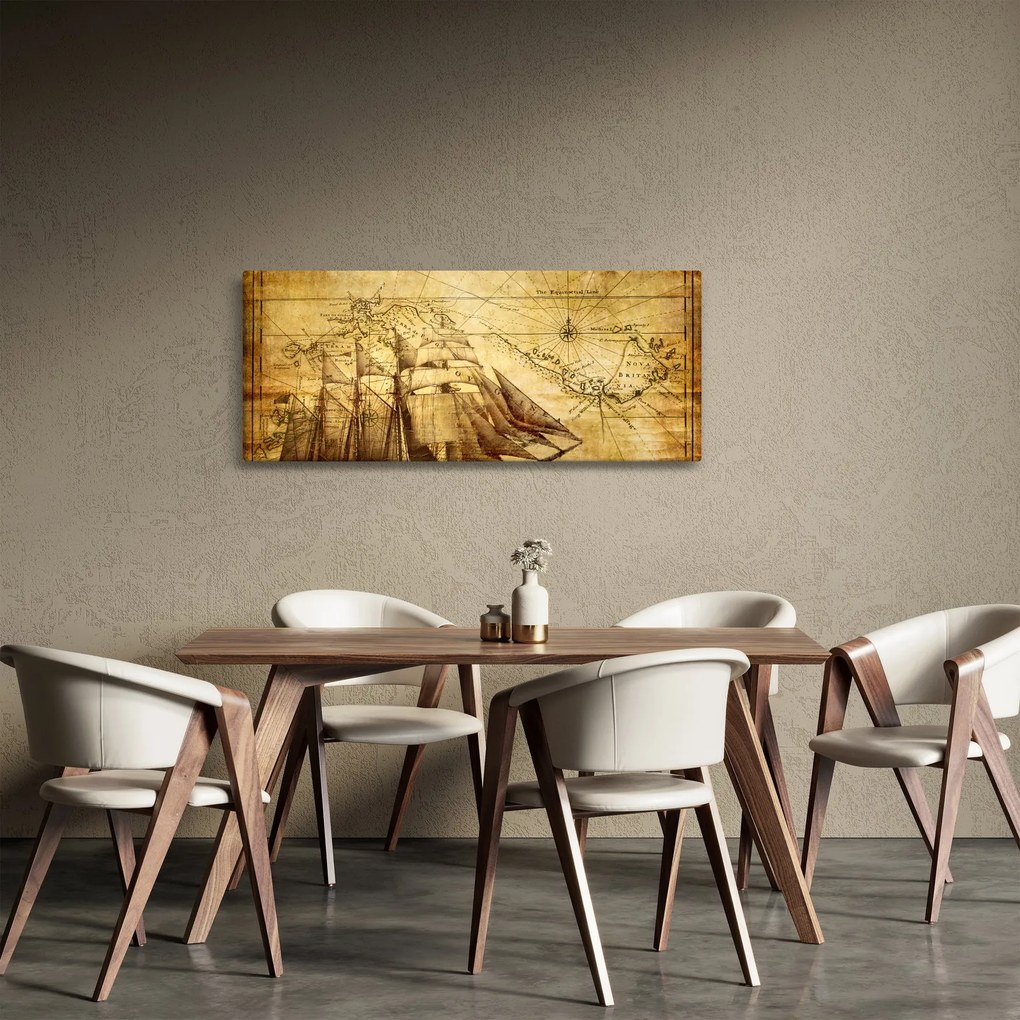 Obraz - Stará mapa (120x50 cm)