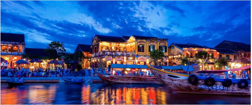 Obraz nočného mesta Hoi An, Vietnam (120x50 cm)