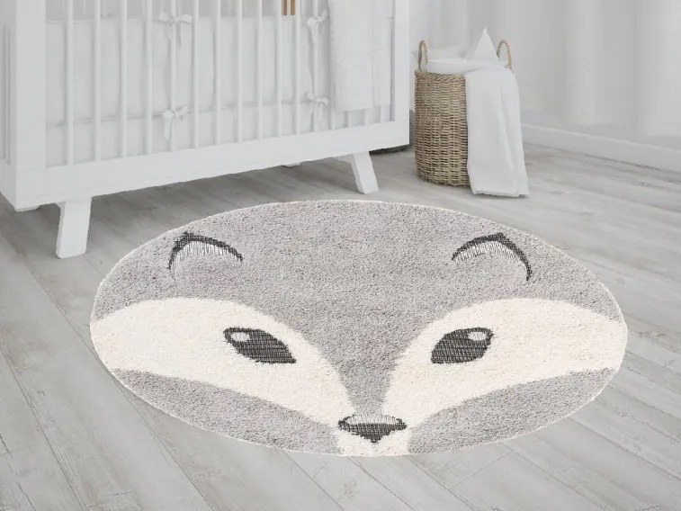 TA Okrúhly detský koberec s motívom vlka 120x120 cm