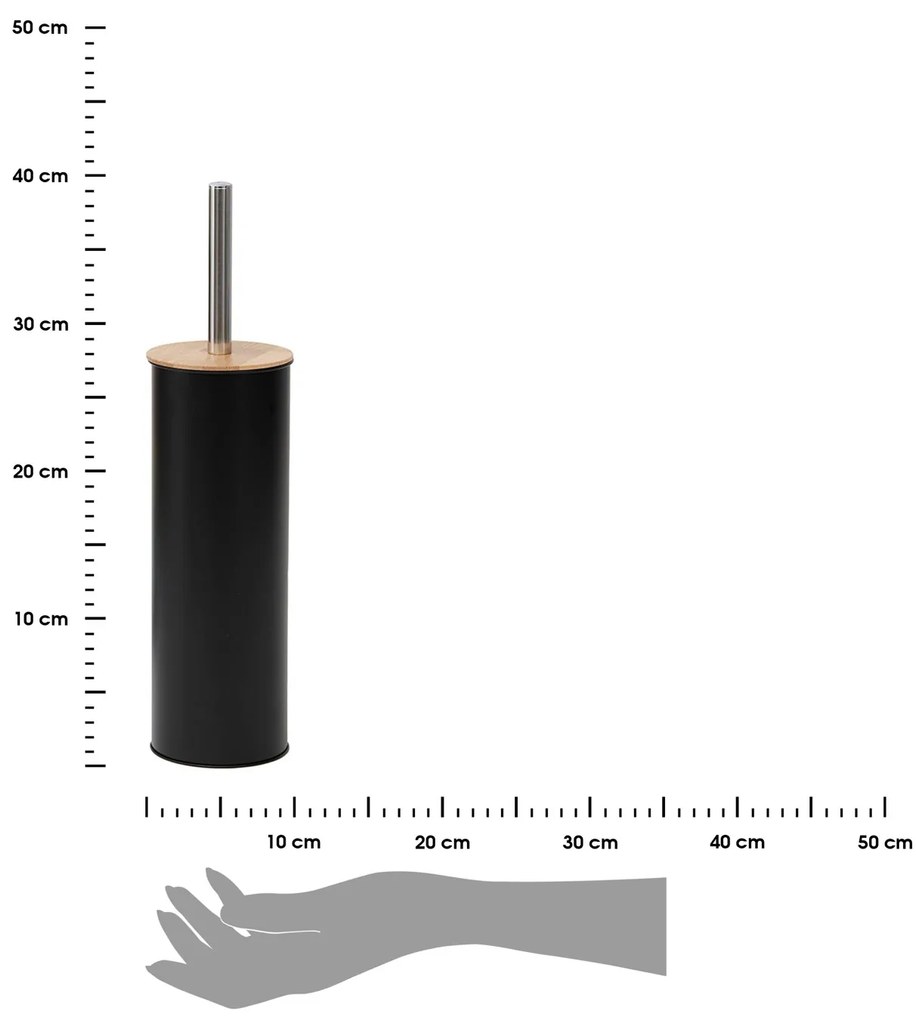 WC kefa Timeless, čierna/s drevenými a chrómovými prvkami