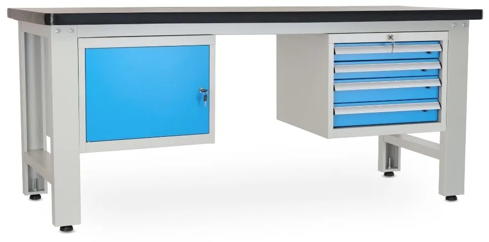 Dielenský stôl Solid MDF-14, 210 cm, 2 závesné boxy, čierna