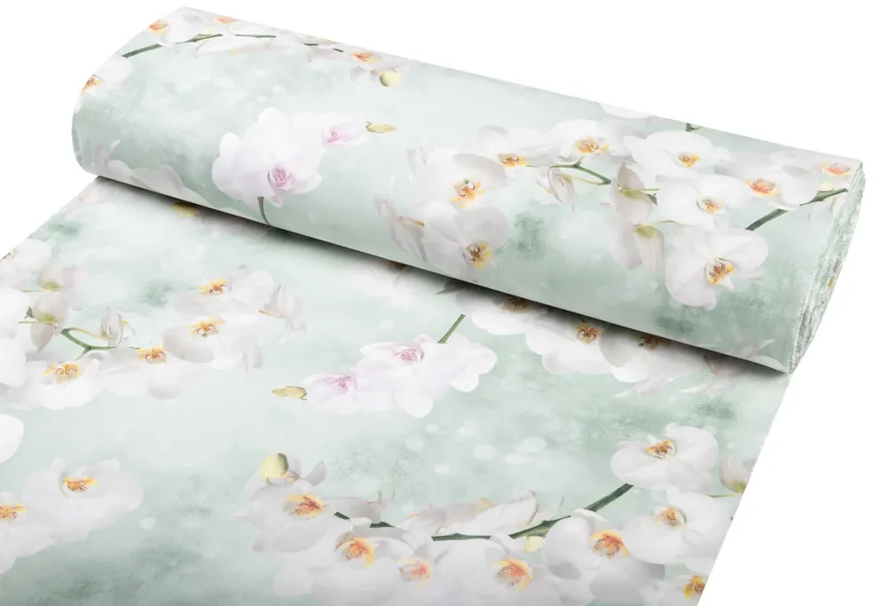 Biante Dekoračný štvorcový obrus PM-019 Orchidey na svetlo zelenom 90x90 cm