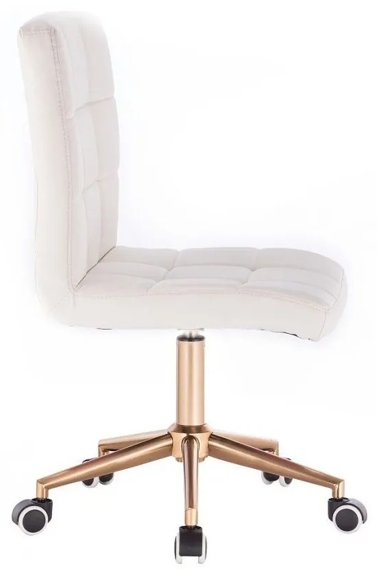 LuxuryForm Stolička TOLEDO na zlaté podstave s kolieskami - biela