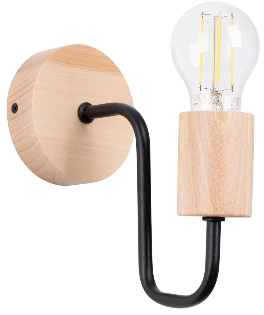 Nástenné svietidlo Timbo 1, drevené telo svietidla, b