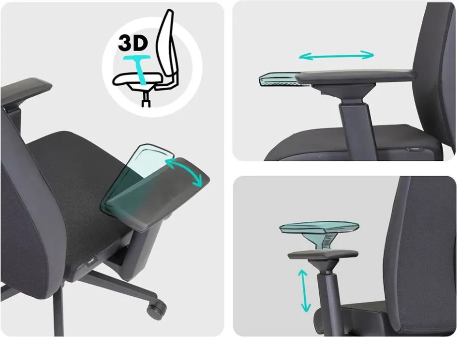 Ergonomická kancelárska stolička MOSH Elite T3 – čierna