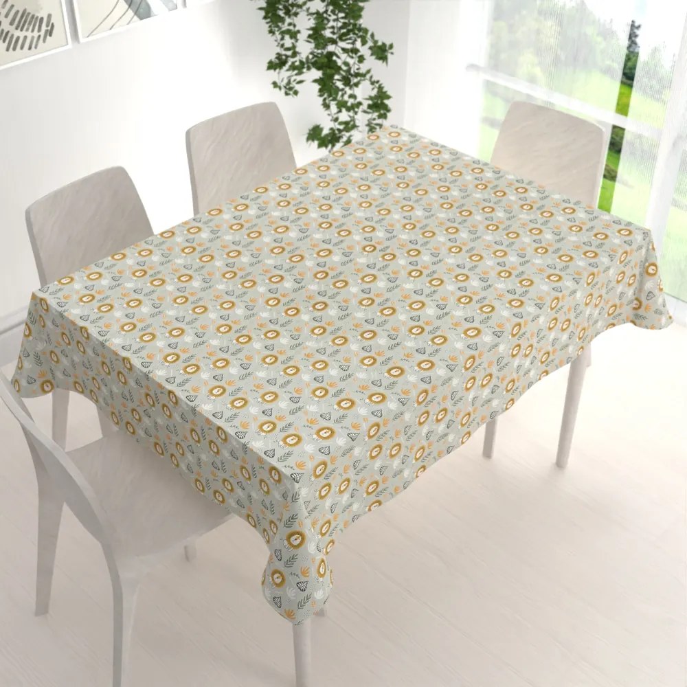 Biante Detský bavlnený obdĺžnikový obrus Sandra SA-565 Levy na sivom 50x100 cm