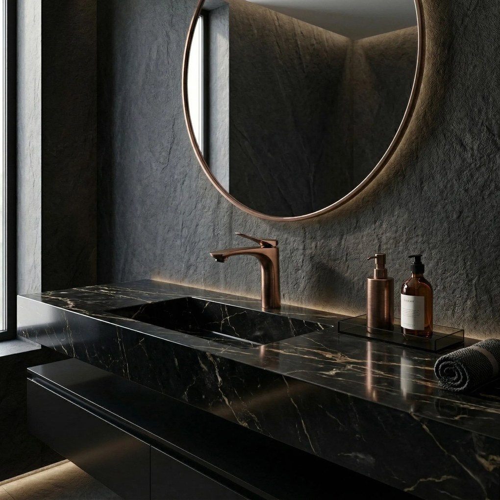 Umývadlová batéria REA VISION PREMIUM nízka, kartáčovaná meď