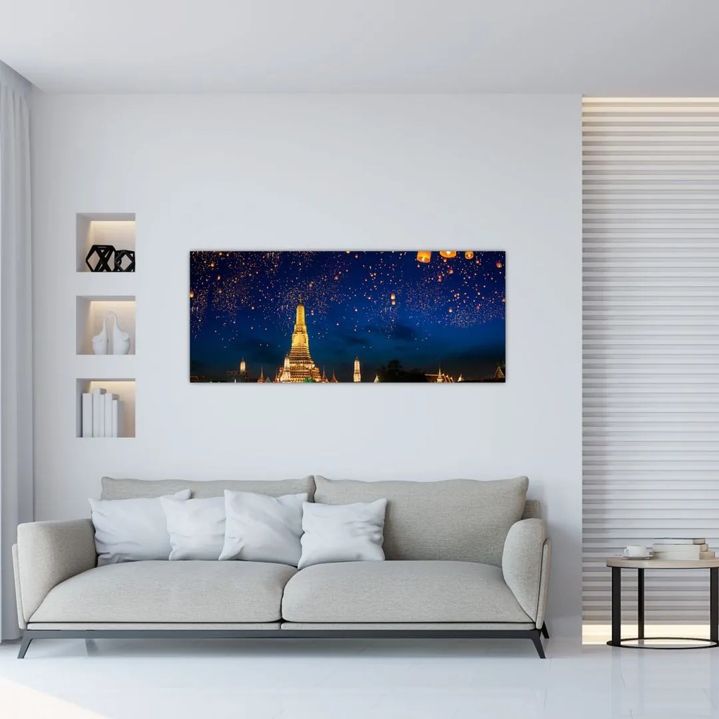 Obraz - Lampióny šťastia, Bangkok (120x50 cm)