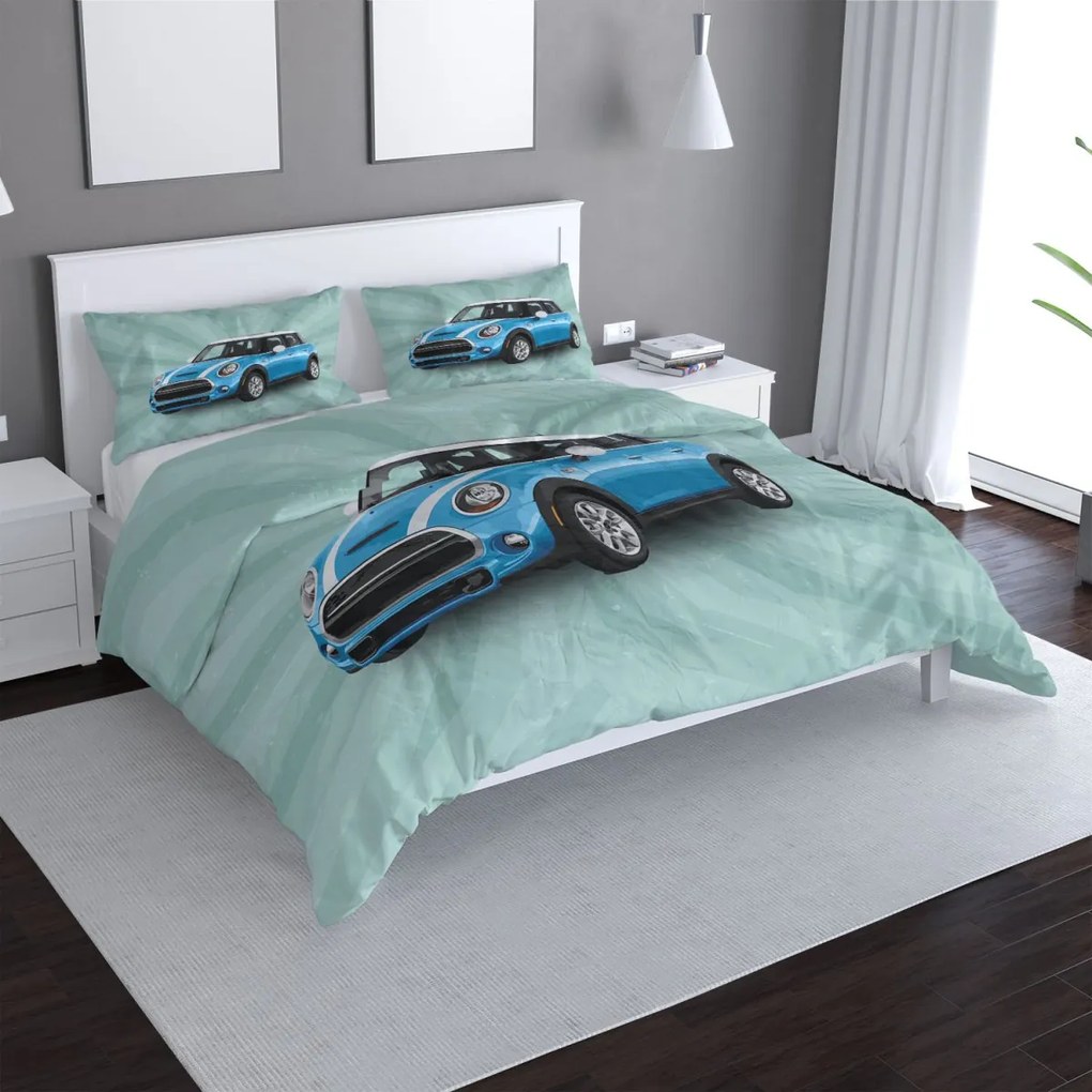 Sablio Obliečky Mini sedan Zelené pozadie - 140x200 / 90x70