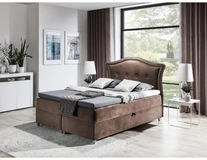 Elegantná rustikálna posteľ Bradley 200x200, hnedá + TOPPER