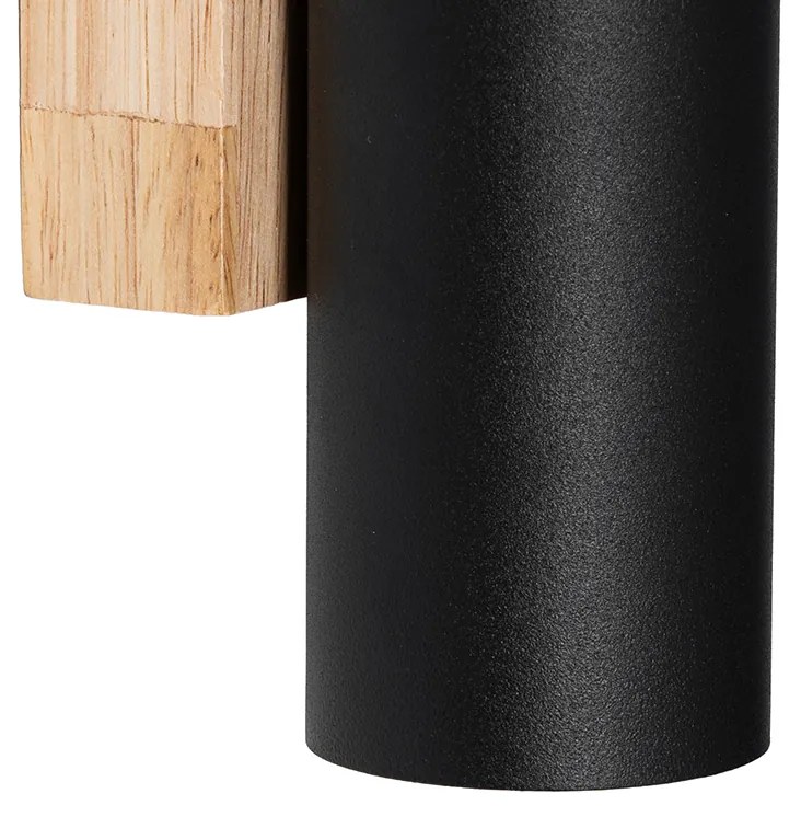 Moderné nástenné svietidlo čierne s drevom 2-svetlo - Jeana