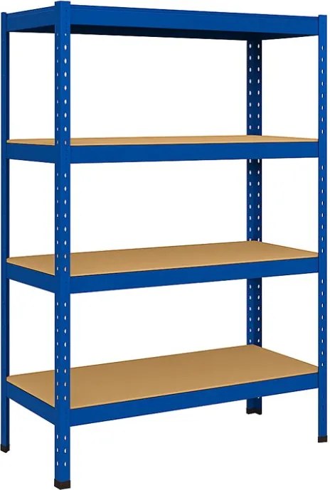 Akcia 3x Regál 150x70x30 cm lakovaný 4-policový, nosnosť 700 kg - modrý