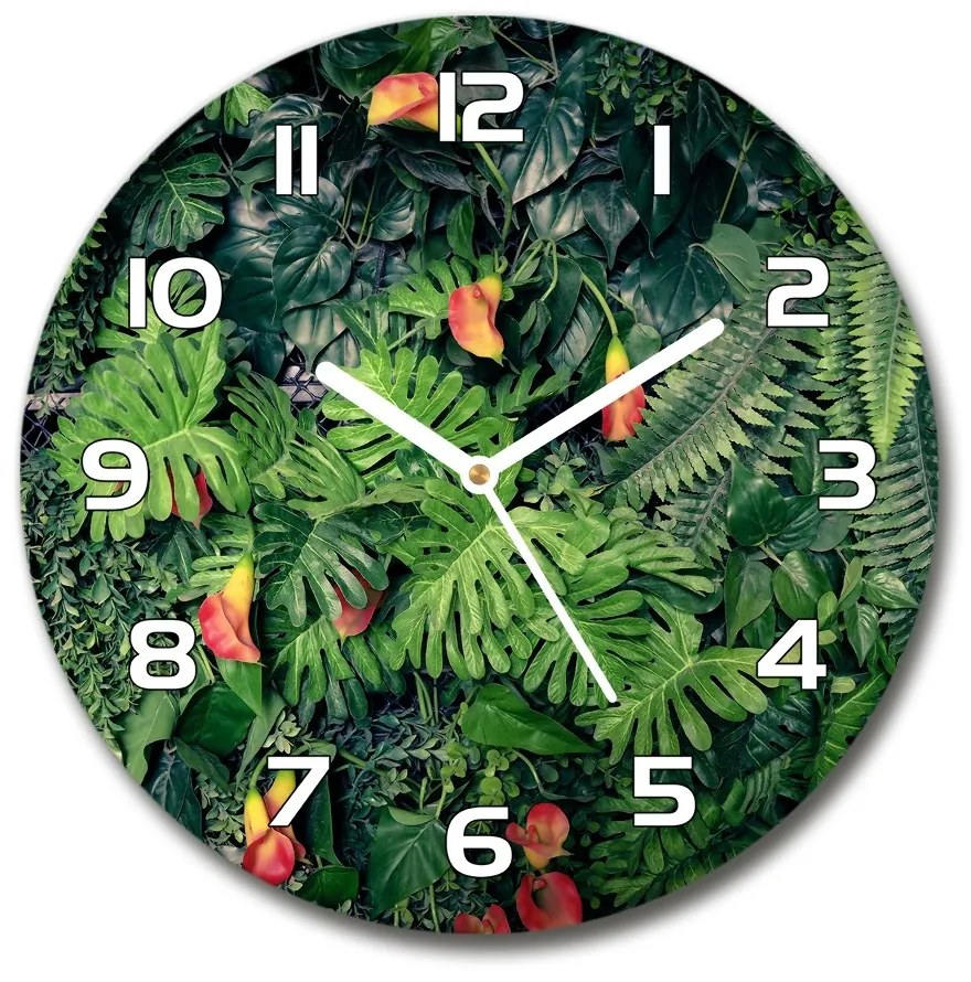 Sklenené hodiny okrúhle Exotická džungle pl_zso_30_f_117285228