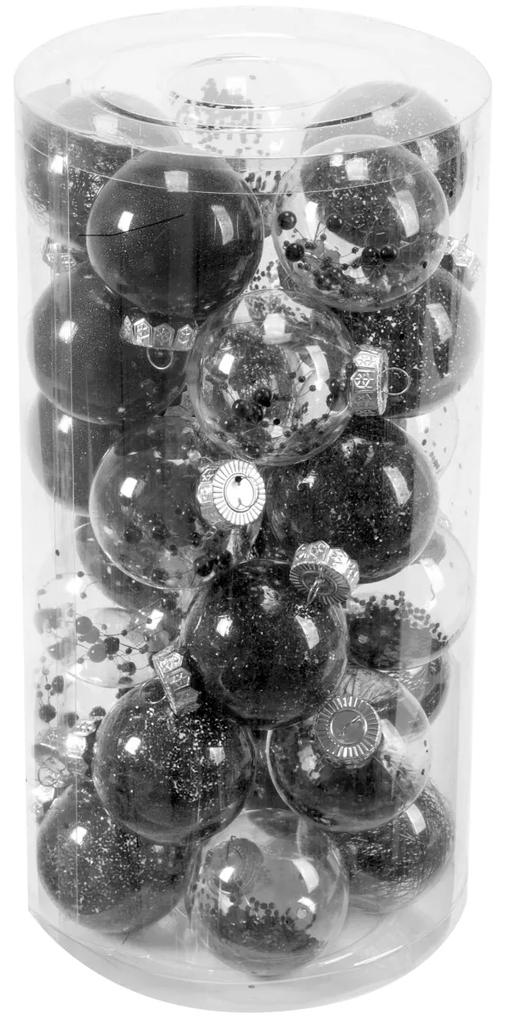 Sada vianočných ozdôb BOMBKI 30 ks mix typov čierna