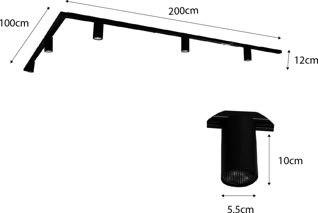 Moderný koľajnicový systém s 5 bielymi bodovými svetlami 1-fázový GU10 50 mm - Iconic Ruby