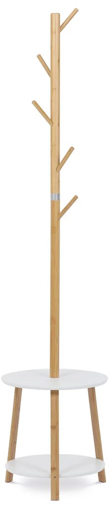 Autronic - Věšák dřevěný stojanový, masiv bambus, bílá barva + přírodní odstín - DR-N1004 WT