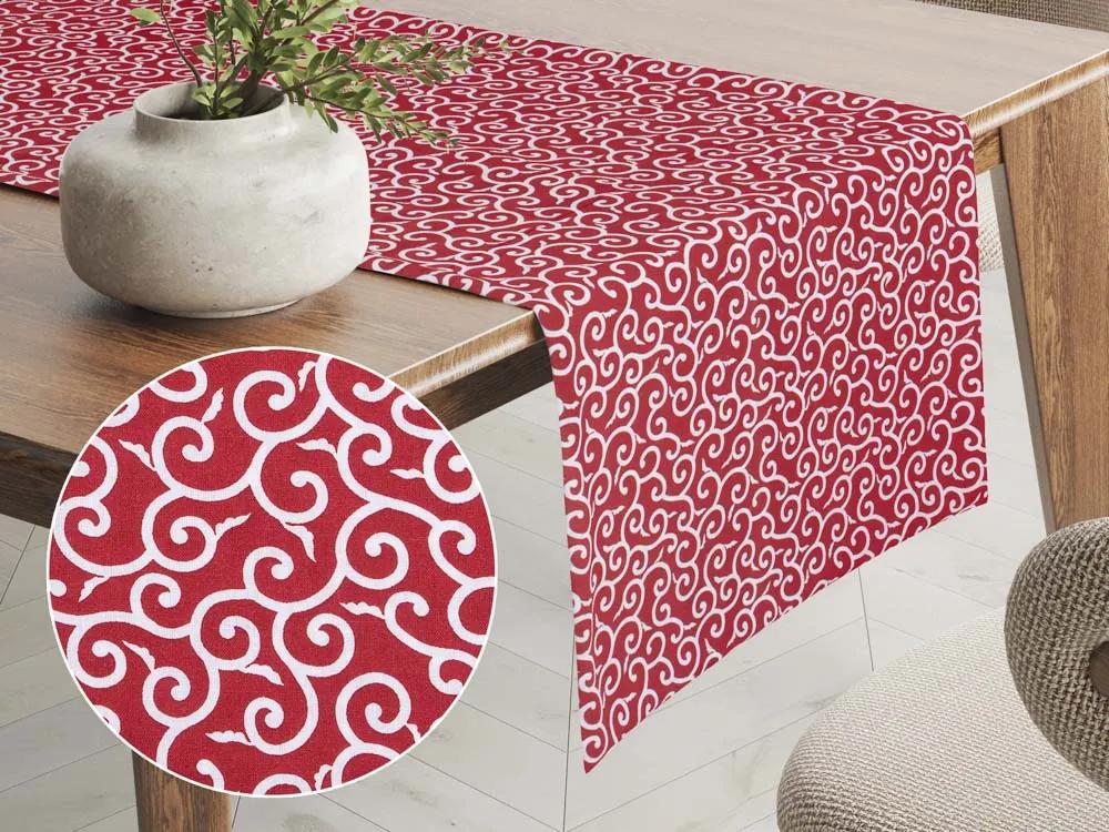 Biante Bavlnený behúň na stôl Sandra SA-259 Ornamenty na rubínovo červenom 35x140 cm