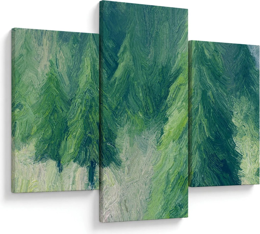 Obraz - Maľované ihličnany (90x60 cm)