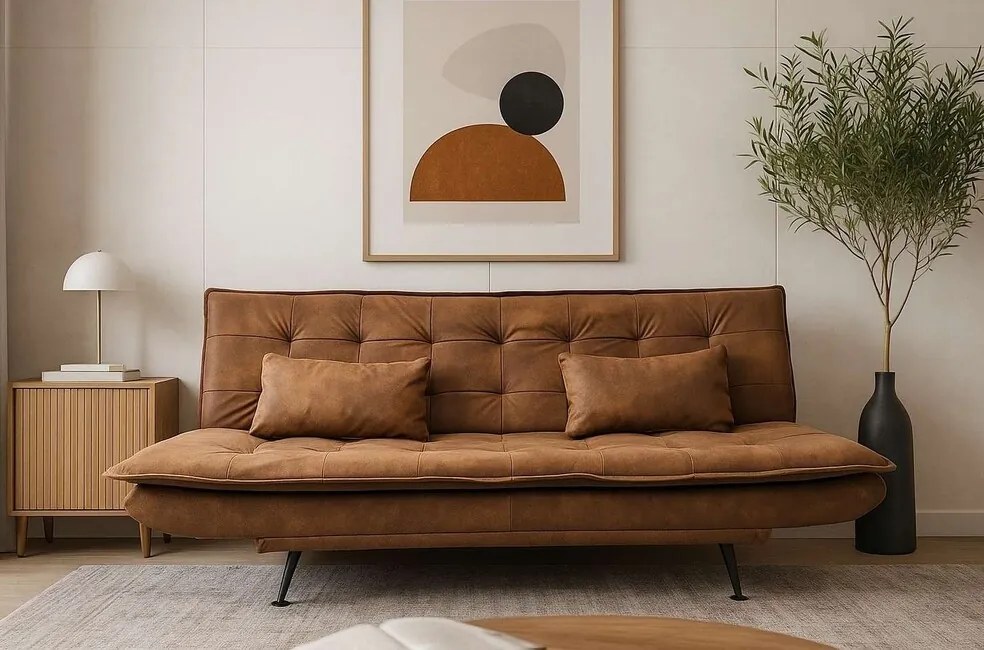 Dizajnová rozkladacia pohovka Arvik hnedá mikrovlákno 195cm