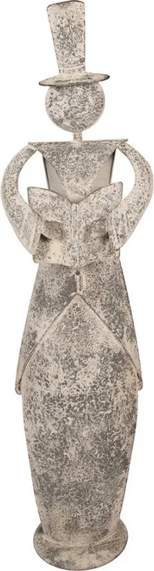 Šedá antik dekorácia figurína anjel s knihou - 27*20*107 cm
