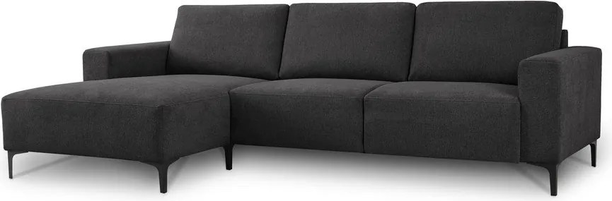 Antracitová ženilková rohová pohovka (ľavý roh/s leňoškou) Fabian – Scandic