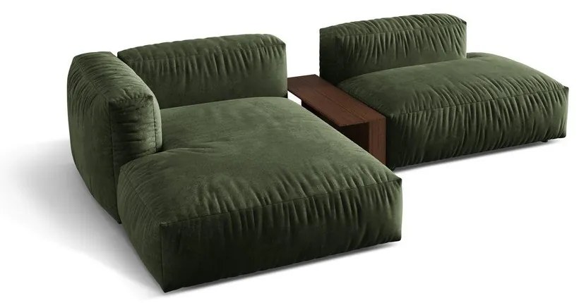 Zelená zamatová modulárna rohová pohovka (ľavý roh/s leňoškou) Martina – Micadoni
