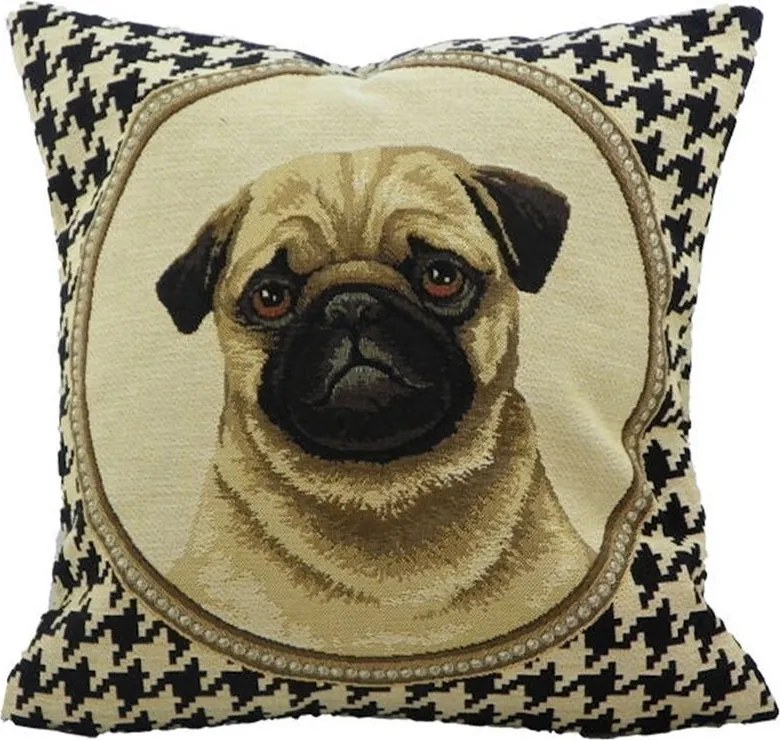 Gobelínový obojstranný vankúšik Mops - 32*15*32 cm