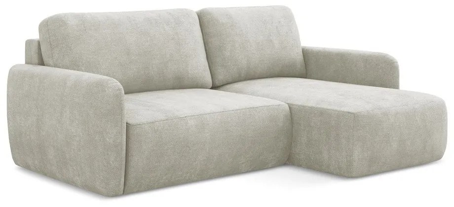 Krémová ženilková rozkladacia/s úložným priestorom rohová pohovka (pravý roh/s leňoškou) Lilo – Makamii