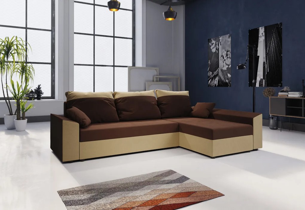 PAMELA rohová rozkladacia sedačka, 248x80x139 sawana 05/sawana 21