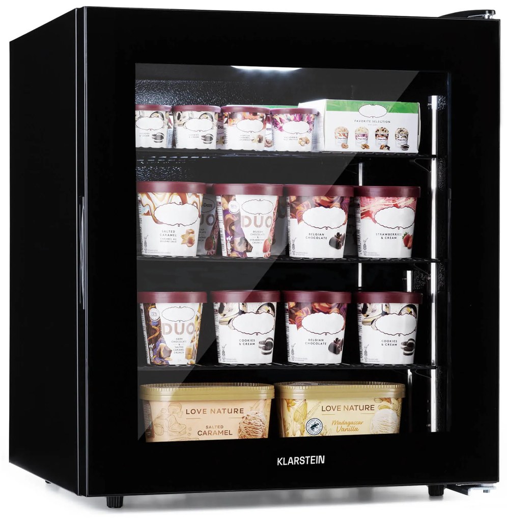 Klarstein IceAge 88, mraznička, 88 l, energet. trieda E, 2 úrovne, termostat, sklenená predná časť