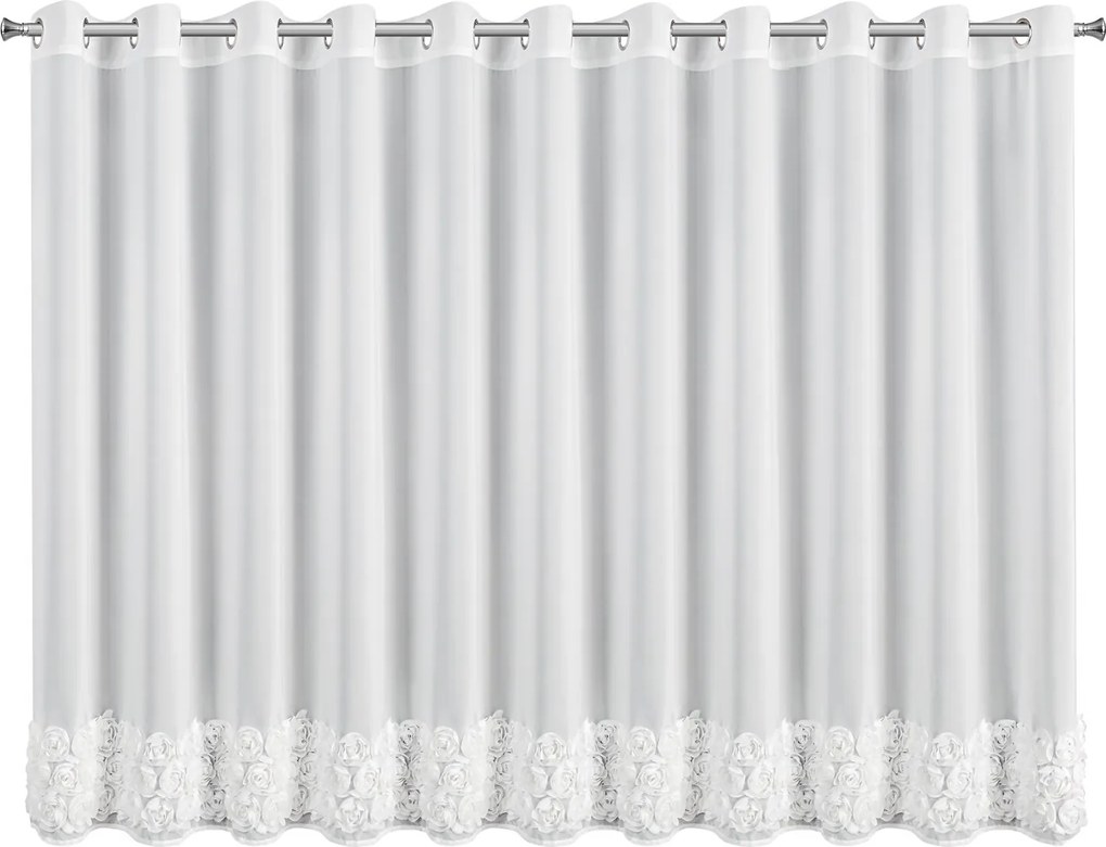 ZÁCLONA NA KRÚŽKOCH EVA MINGE ROSES8 400X160 CM BIELA
