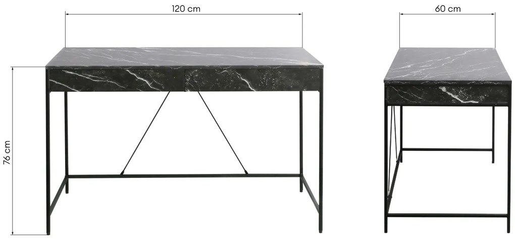Psací stůl CARINI 120 cm černý mramor