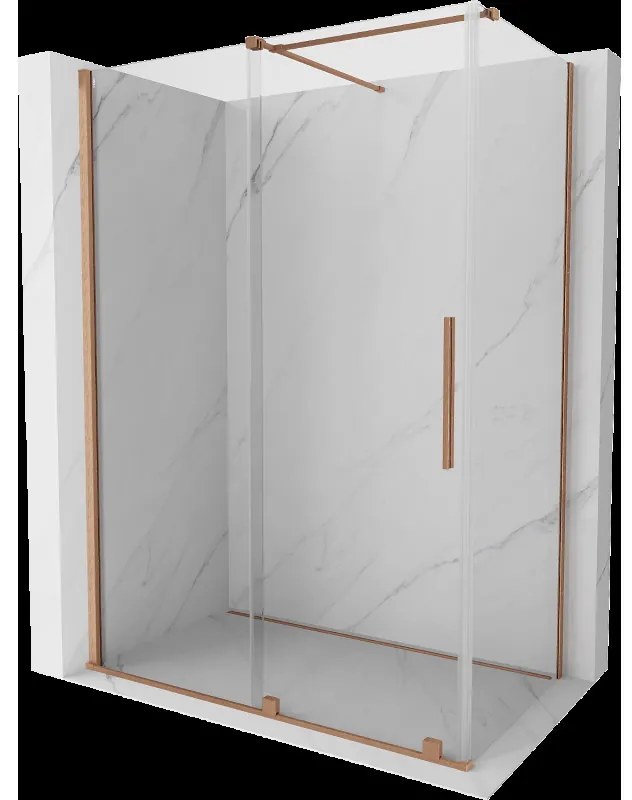 Mexen Velar sprchová kabína, posuvné dvere 140 x 80 cm, Priehľadné, kefovaná meď - 871-140-080-01-65